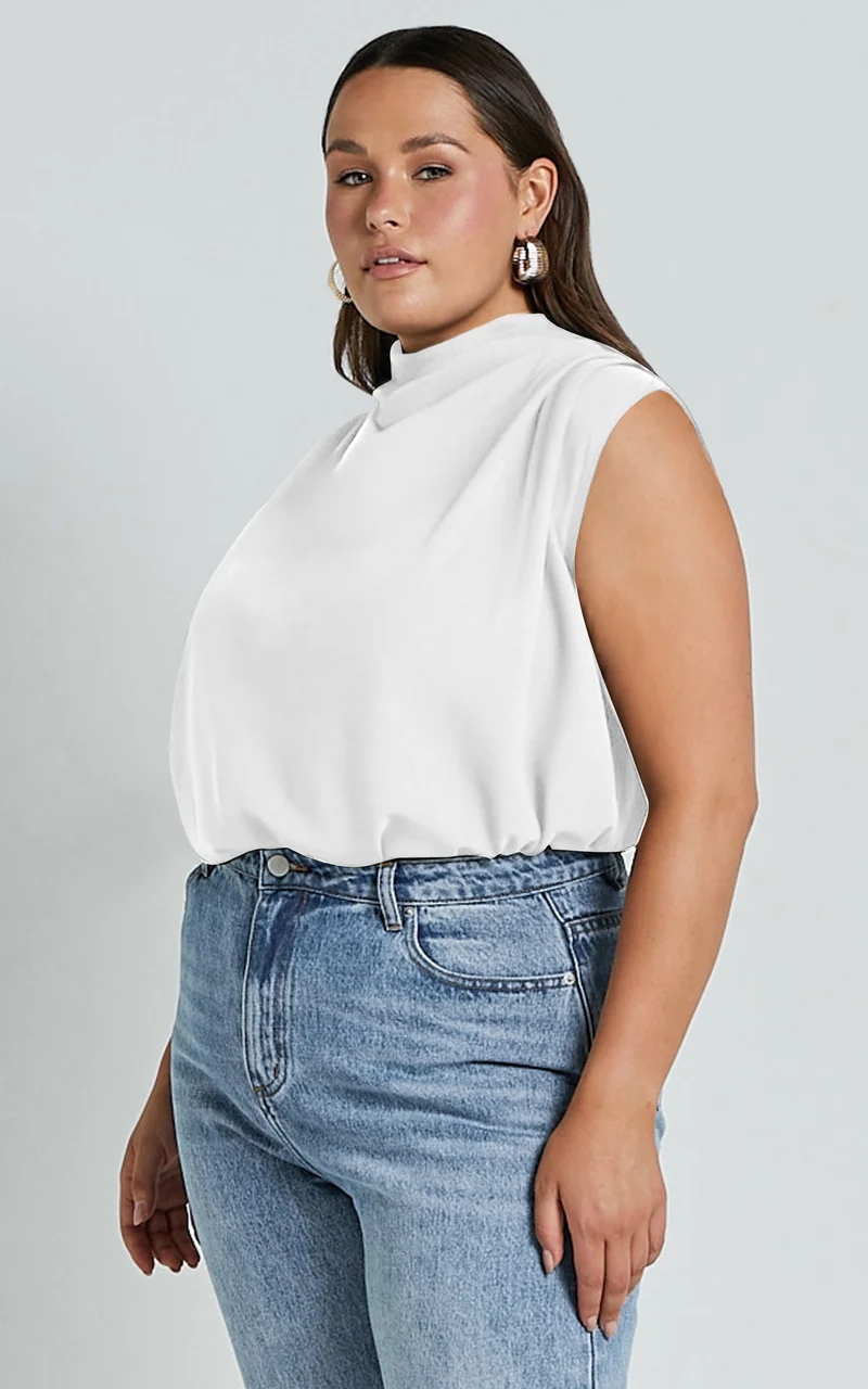 Arianae Top - High Neck Top in White