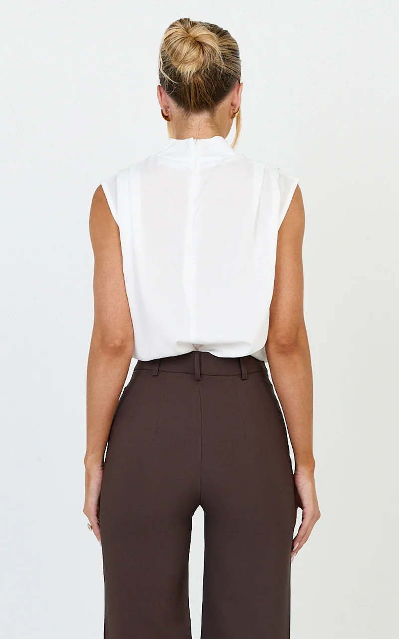 Arianae Top - High Neck Top in White