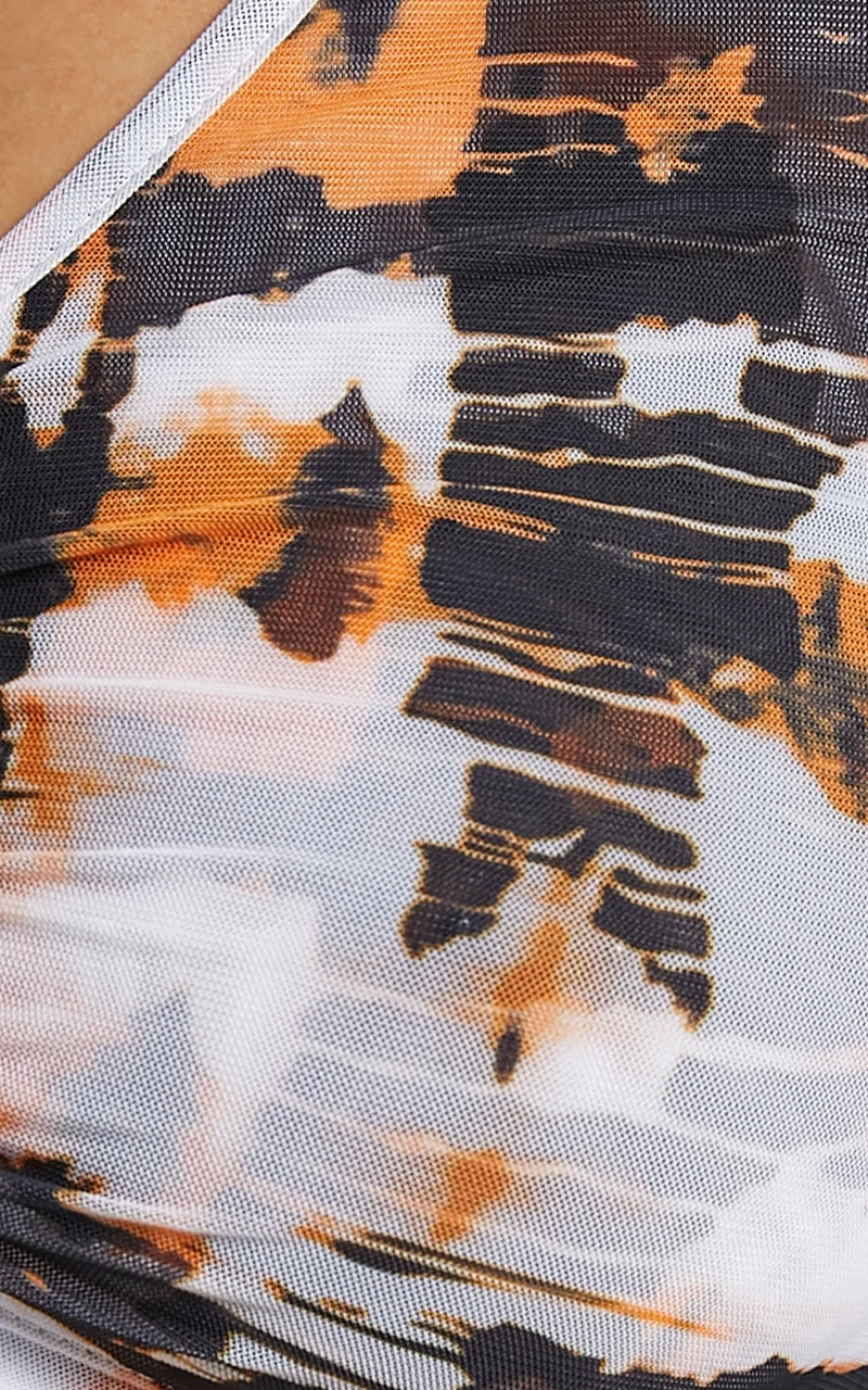 BY DYLN - Penny Top in Orange Printed Mesh