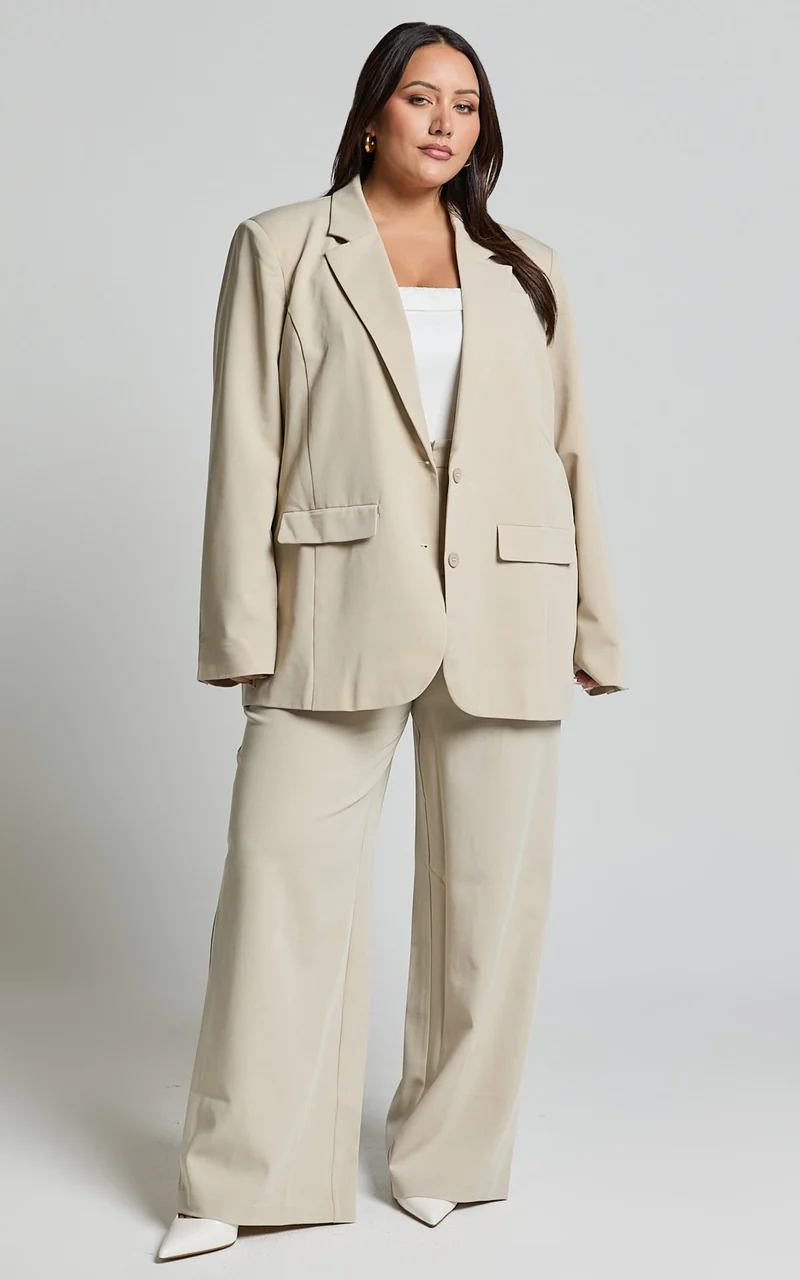 Lorcan Pants - High Waisted Tailored Pants in Stone