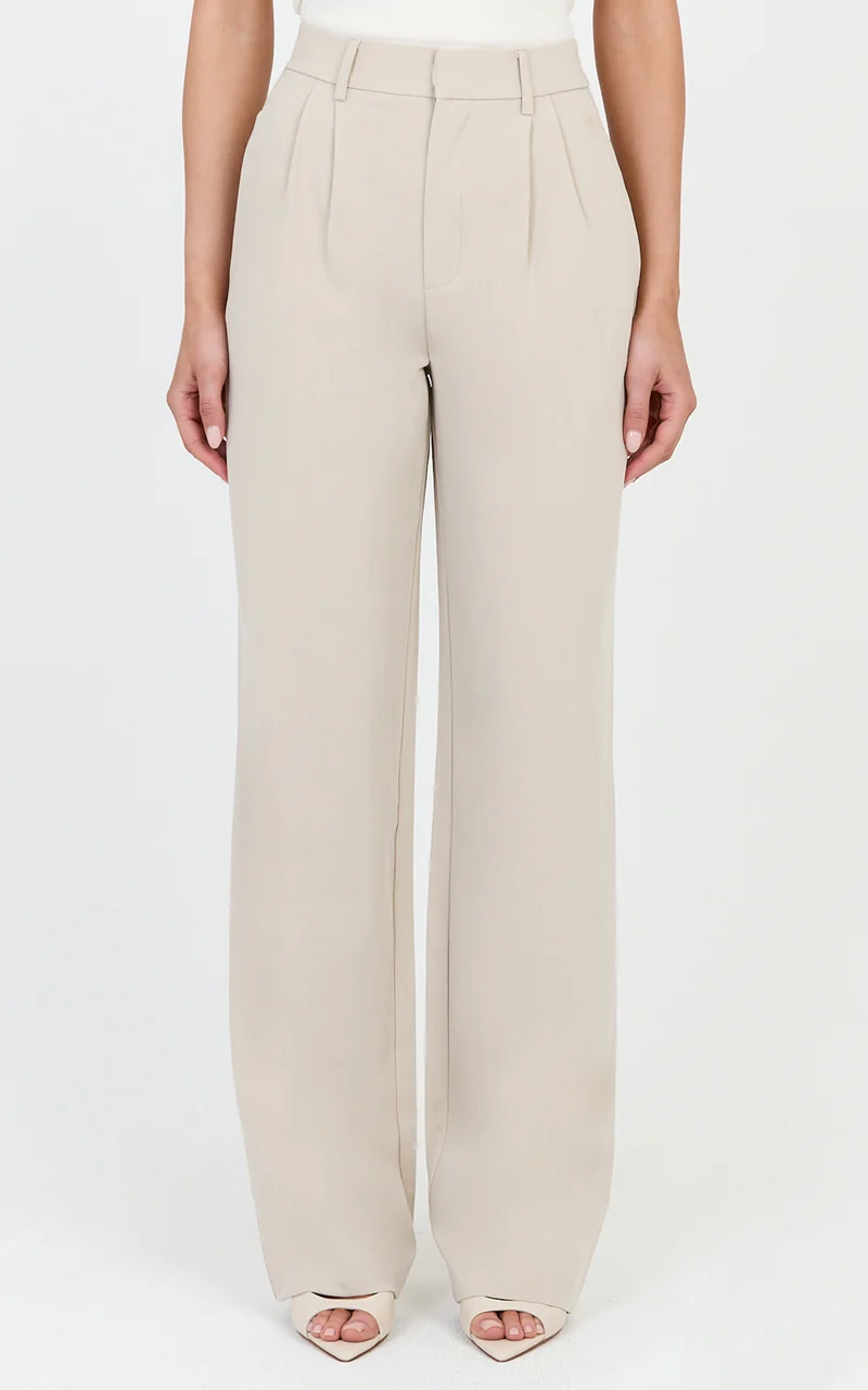 Lorcan Pants - High Waisted Tailored Pants in Stone