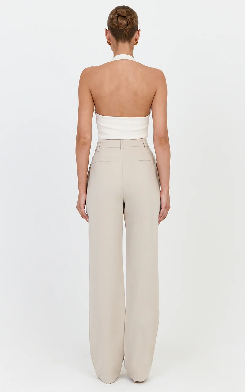 Lorcan Pants - High Waisted Tailored Pants in Stone