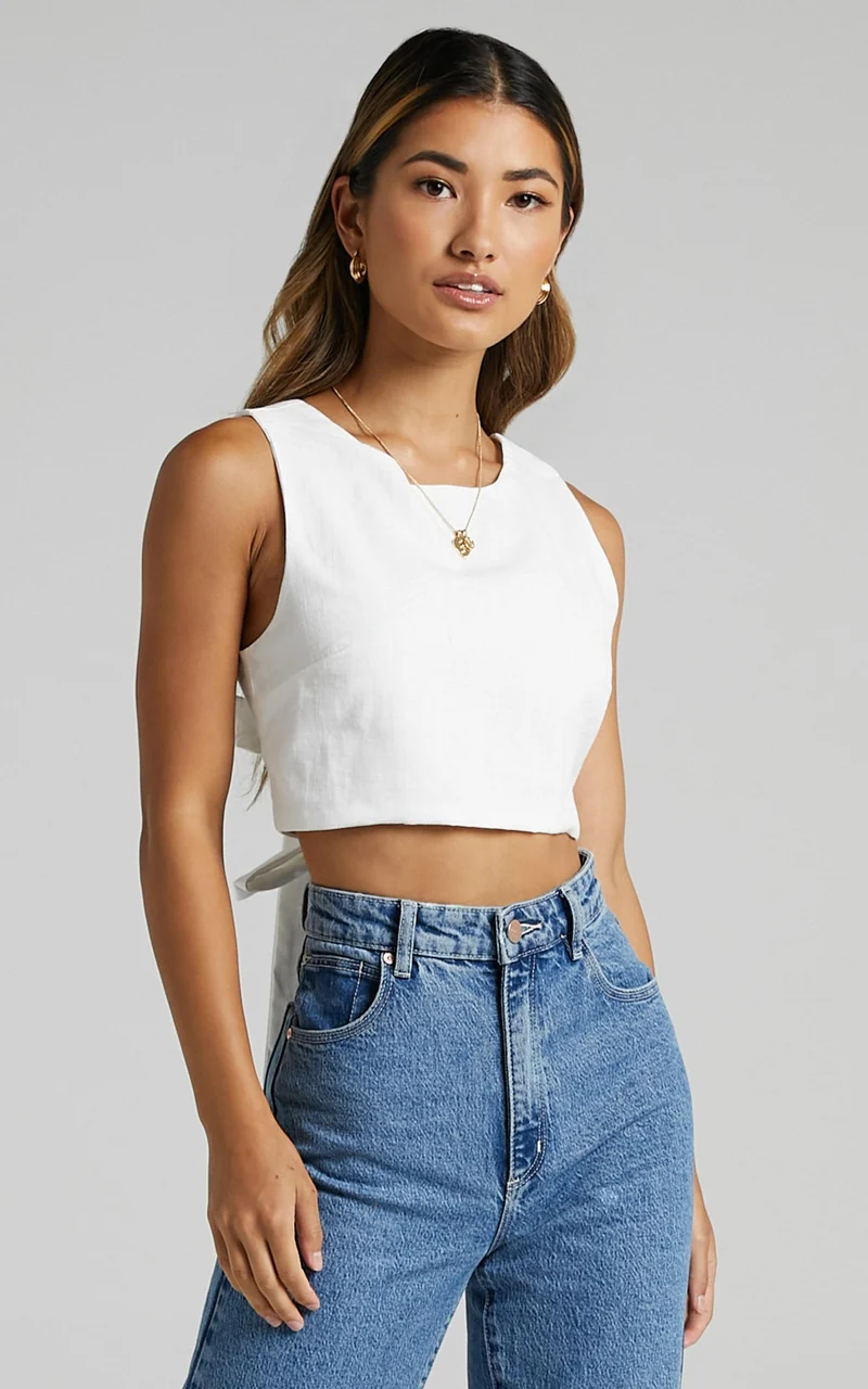 Loxley Top - Tie Up Top in White