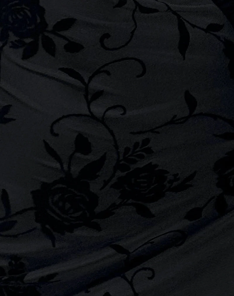 Mini robe Sriti en flocon de rose noir