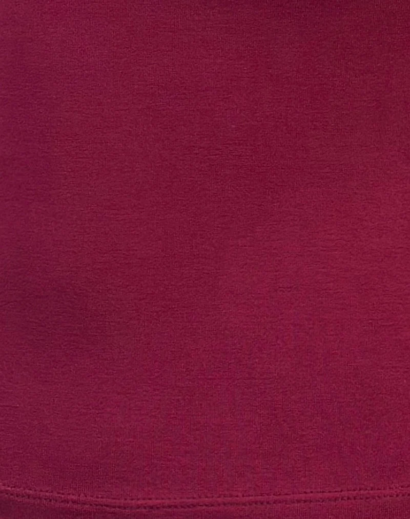 Raceline Halterneck Top in Rayon Jersey Burgundy