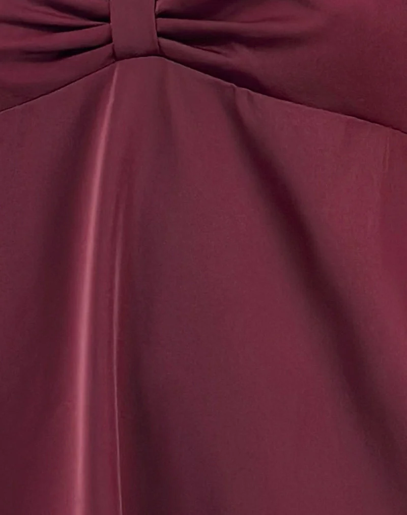 Mini robe glissée Rafaila en satin bourgogne