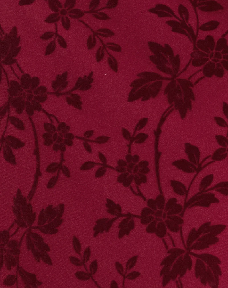 Robe longue à manches longues Slokya, flocage floral Vine Cherry