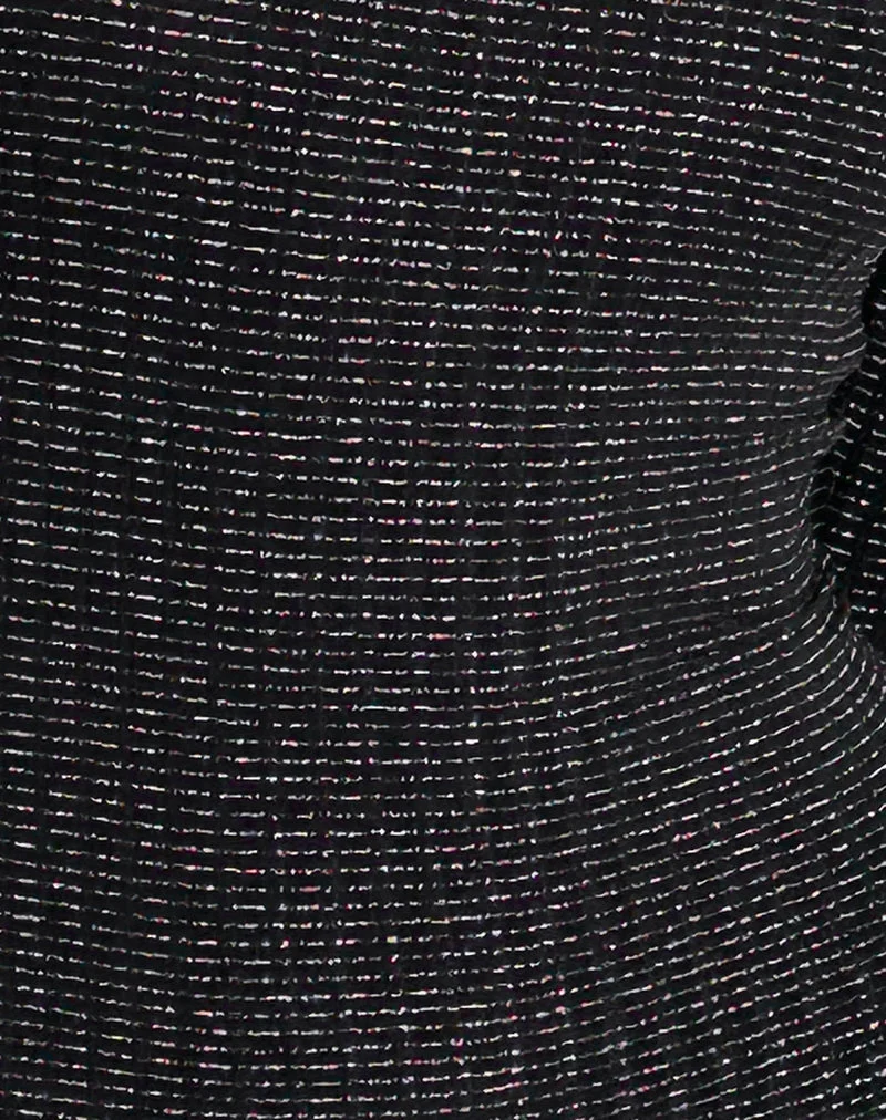 Lukia Long Sleeve Top in Metallic Stripe Jersey Black (Top à manches longues en jersey à rayures métalliques)