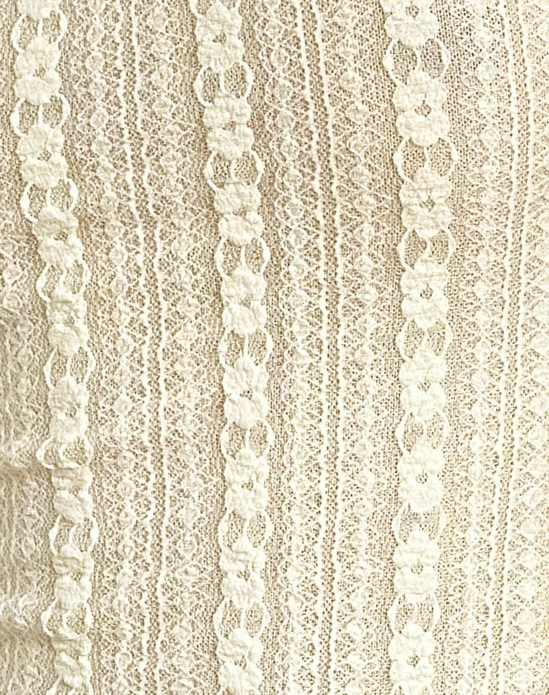 Malakai Long Sleeve Top in Lace Cream (Top à manches longues en dentelle)
