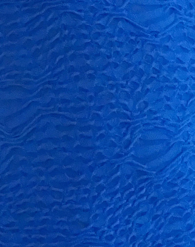 Cosimo Halterneck Top in Textured Mesh Blue