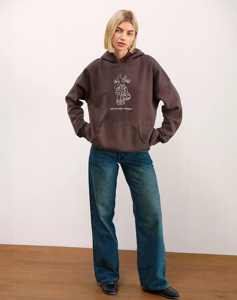 Sweat à capuche oversize en acajou profond avec imprimé See You Next Tuesday