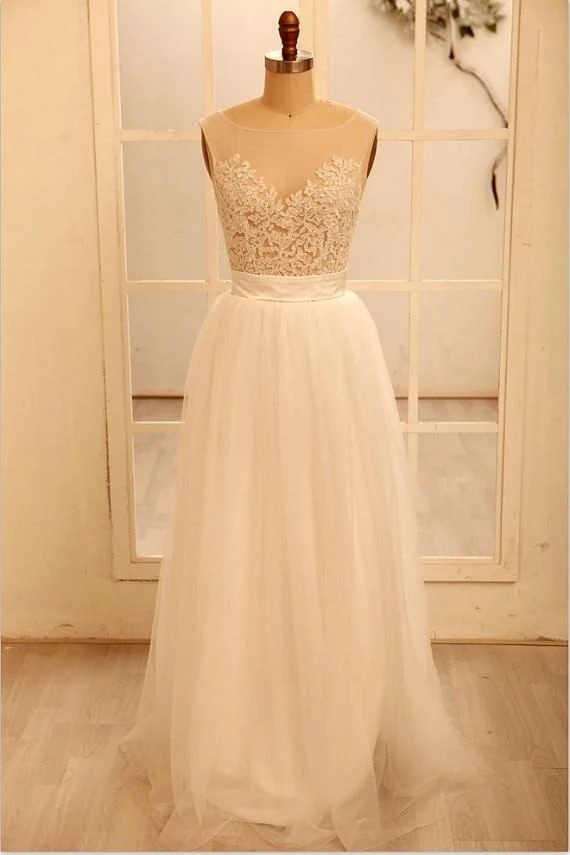 Voir à travers la dentelle haut robe de mariée en tulle robe de mariée sexy