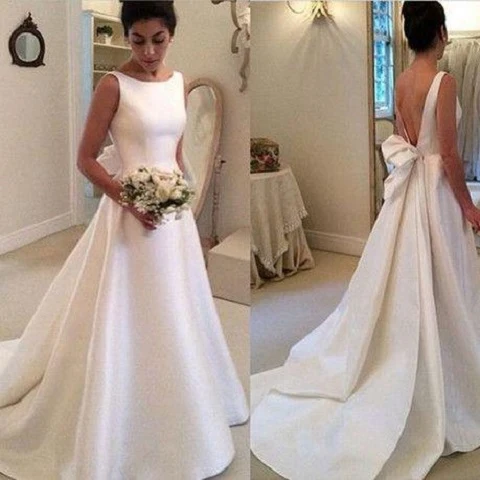 Robe de mariée simple, dos nu, robe de mariée élégante, WD046