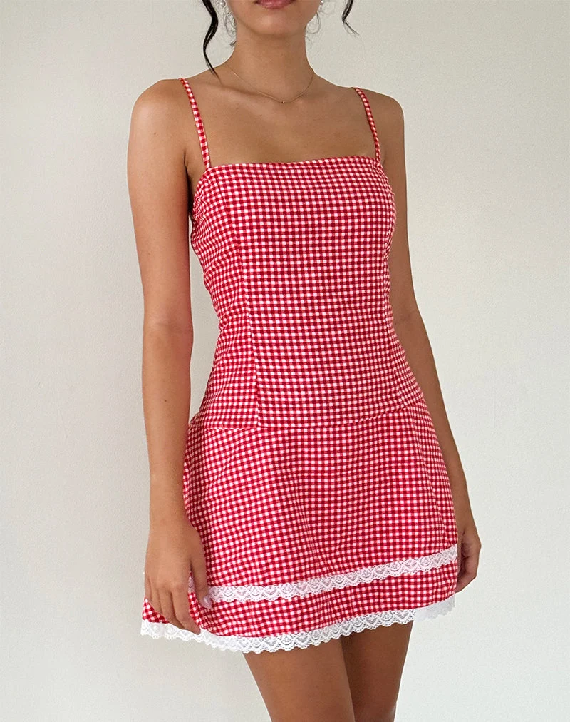 Mini robe Flossie en vichy rouge
