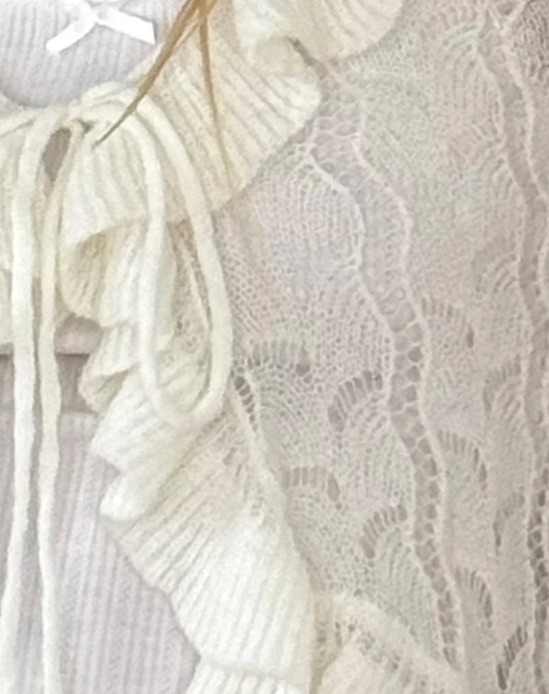 Cardigan Kenira en maille Pointelle Birch Cream