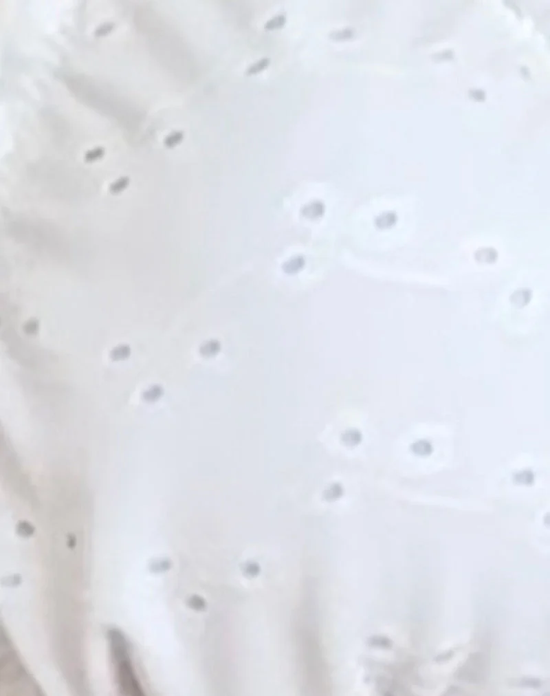 Haut de bikini à volants Pumyla en broderie blanche