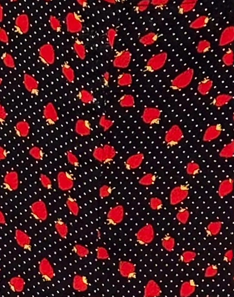 Jupe midi Sima, Strawberry Polka Black