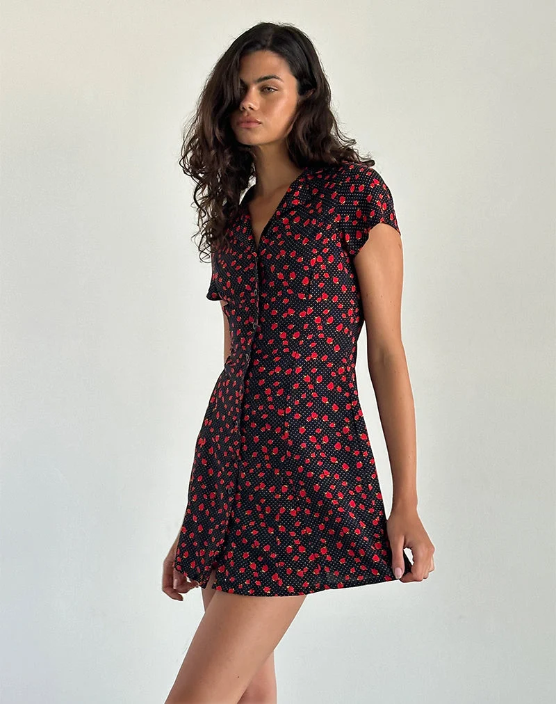 Holmana Mini robe en Strawberry Polka Black