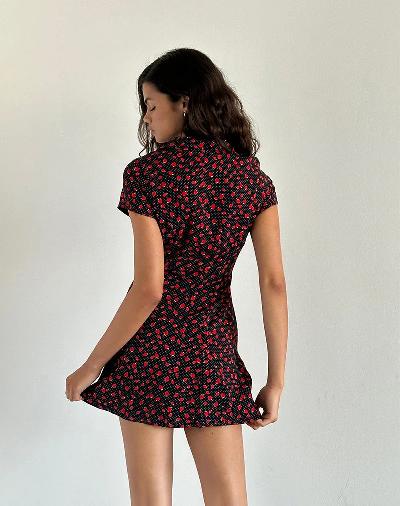 Holmana Mini robe en Strawberry Polka Black