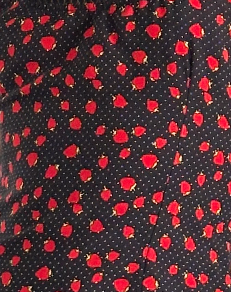 Carys Vest Top in Strawberry Polka Black