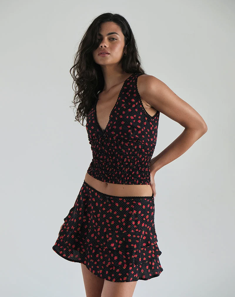 Minijupe Camigi, Strawberry Polka Black