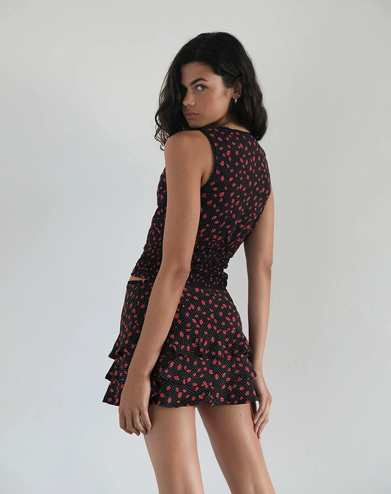 Minijupe Camigi, Strawberry Polka Black