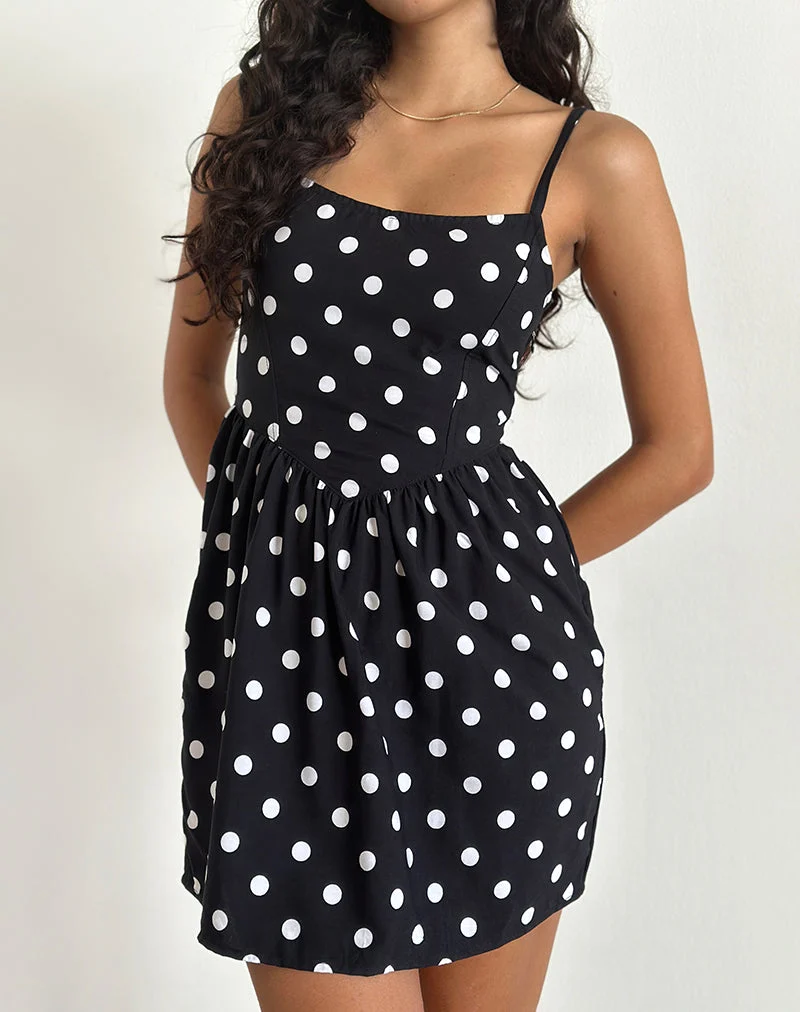 Mini robe Ramana, 80s Polka Black