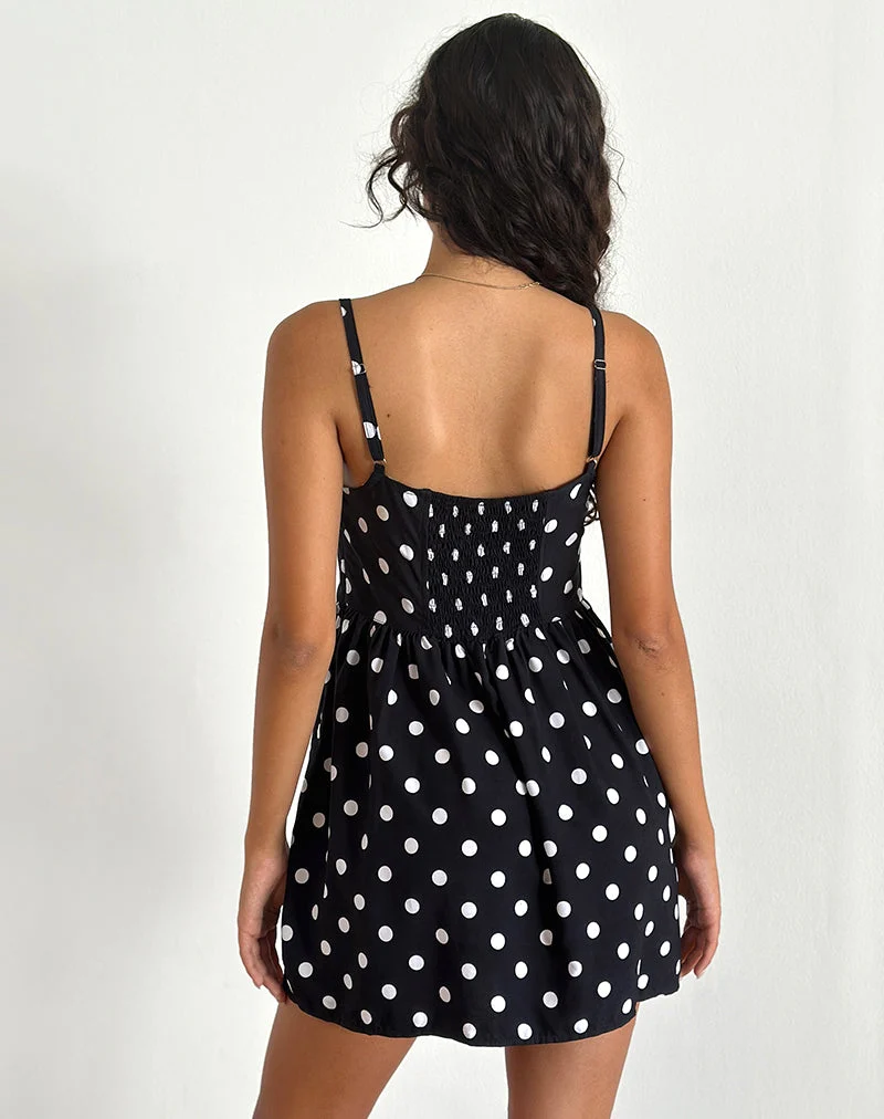 Mini robe Ramana, 80s Polka Black