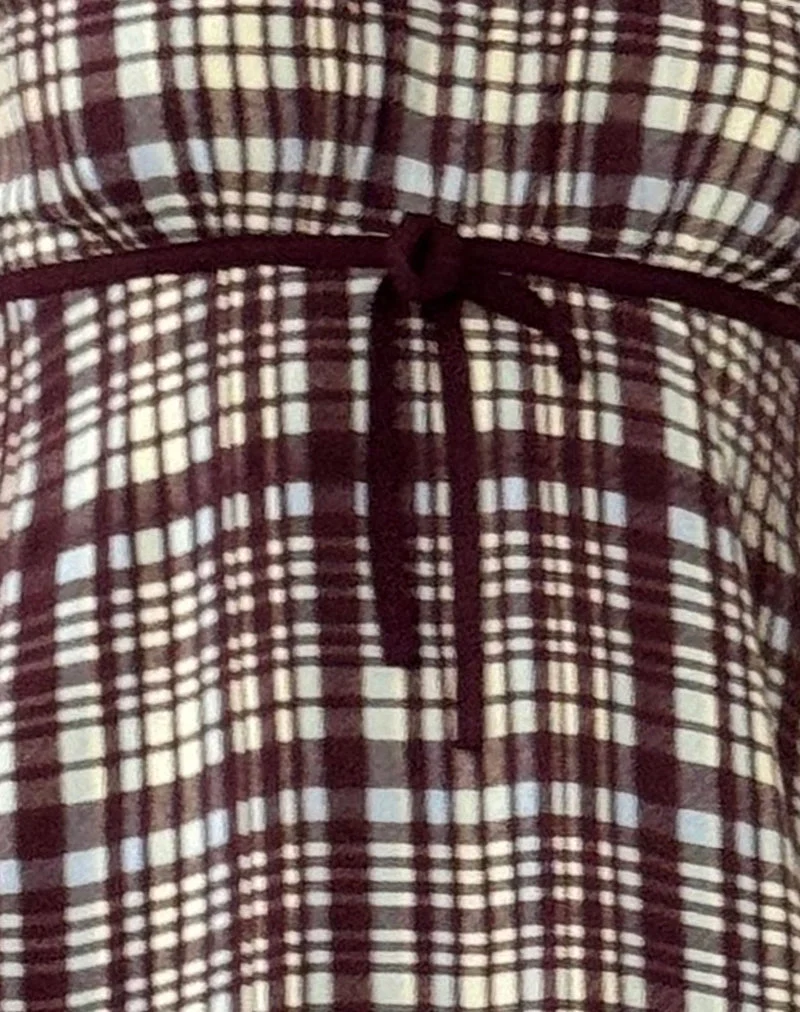 Savio Mini Dress in Multi Check Brown