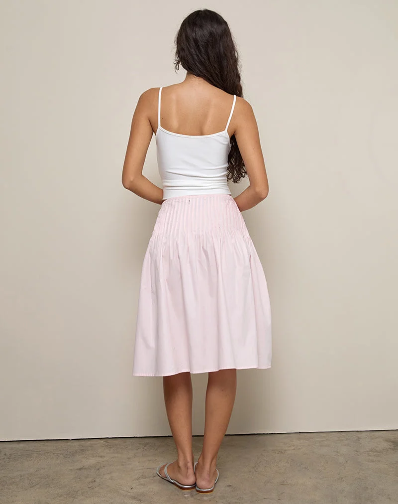 Jupe midi Asada, rose clair