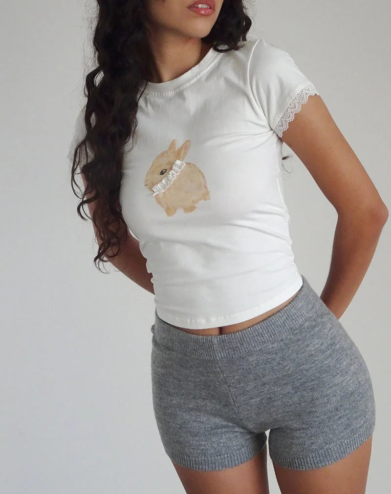 T-shirt Izzy Baby en blanc cassé avec imprimé lapin