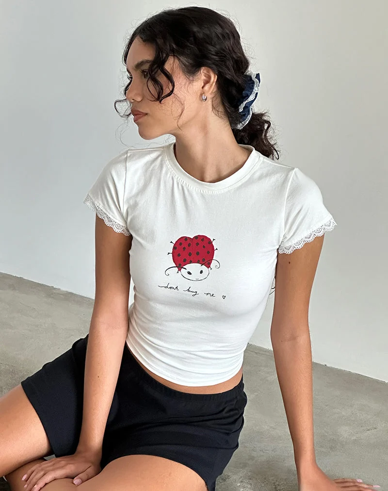T-shirt Izzy Baby en blanc cassé 'Dont Bug Me' (Ne m'embêtez pas)