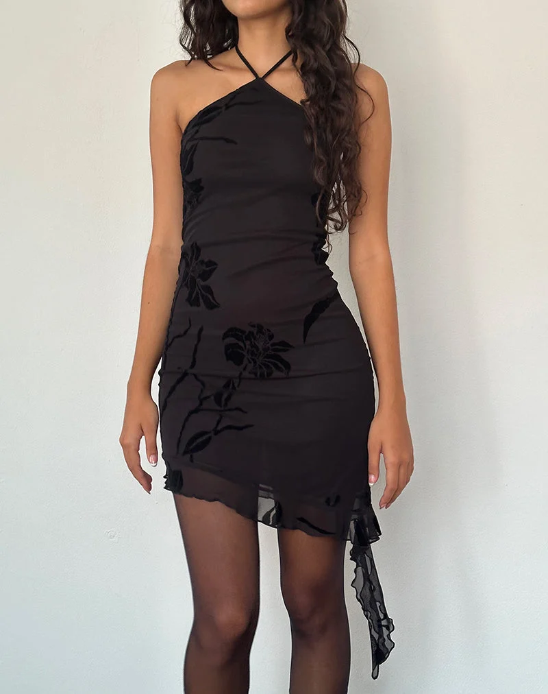 Redi Mini robe dos nu en Orchids Flock Black