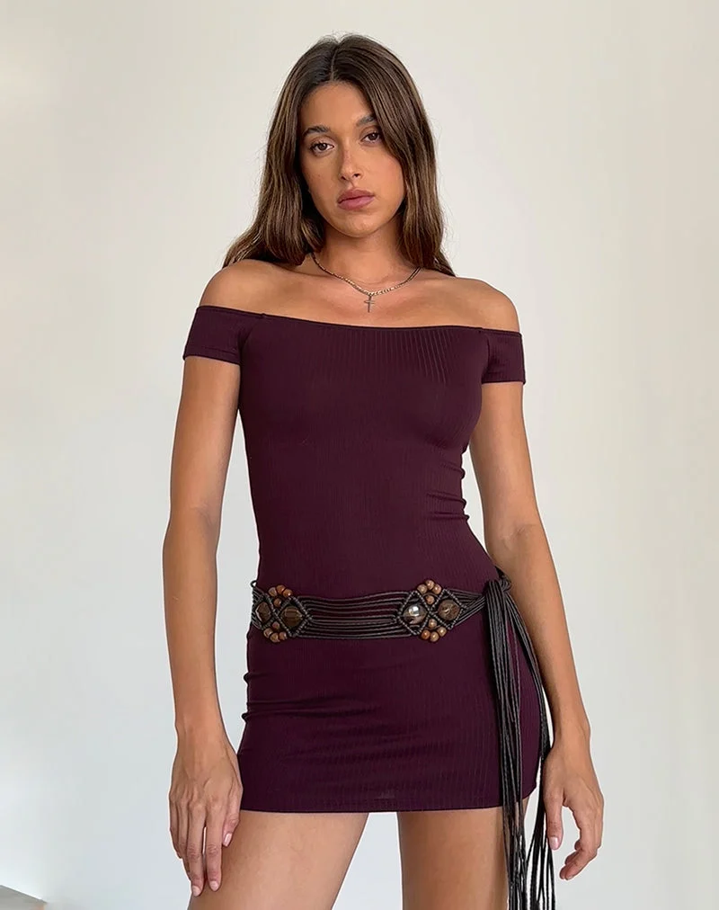 Mini robe Ciya en côtes épaisses Oxblood