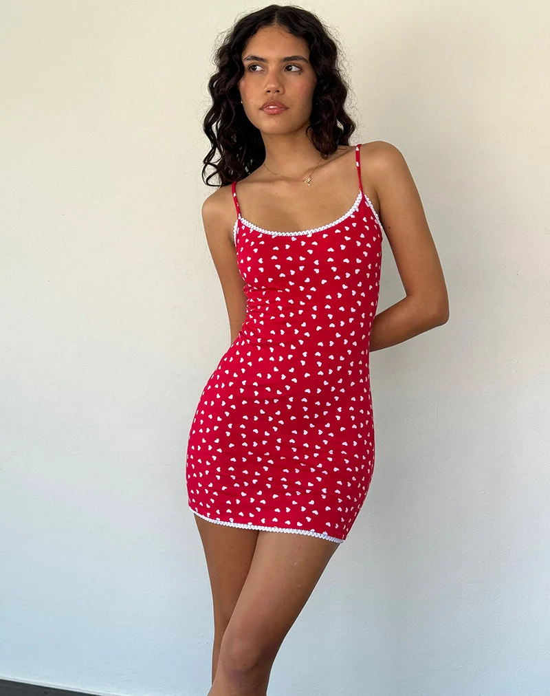 Mini robe bodycon Riniki, Heart Red