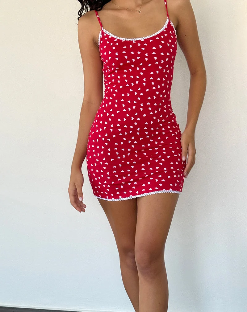 Mini robe bodycon Riniki, Heart Red