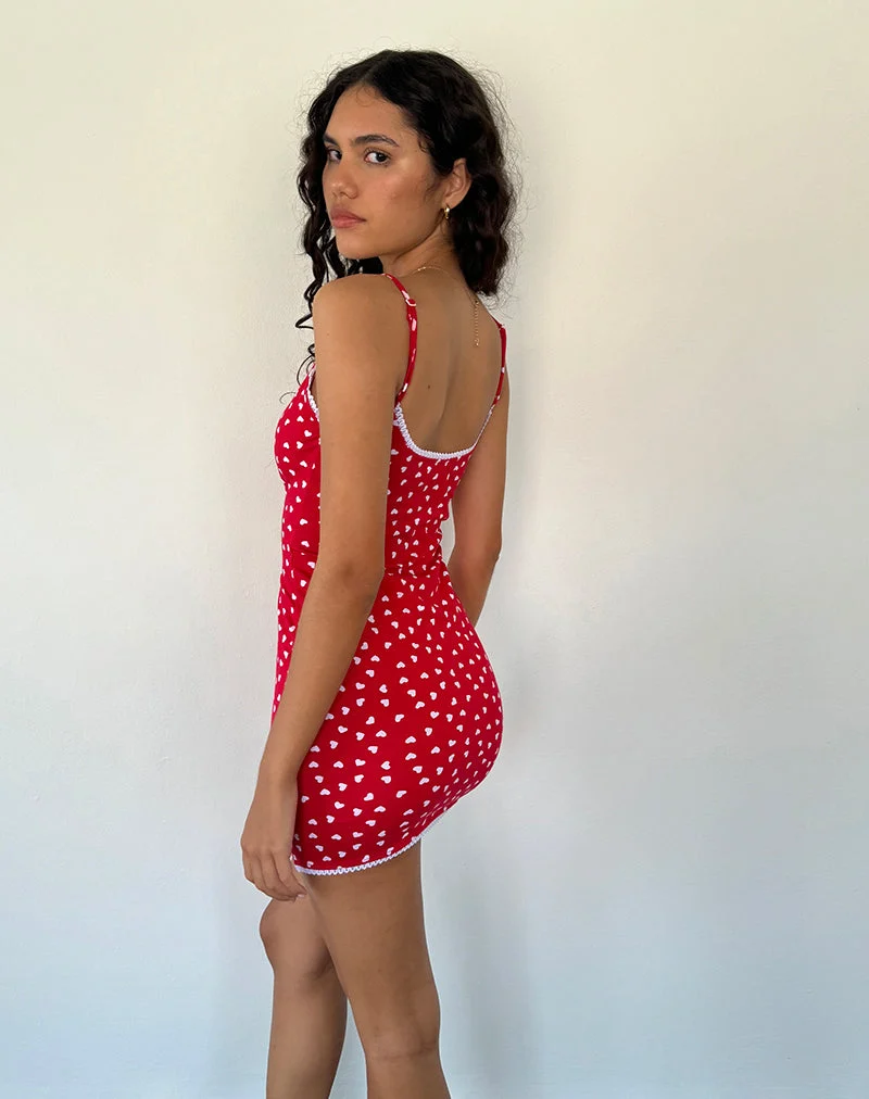 Mini robe bodycon Riniki, Heart Red