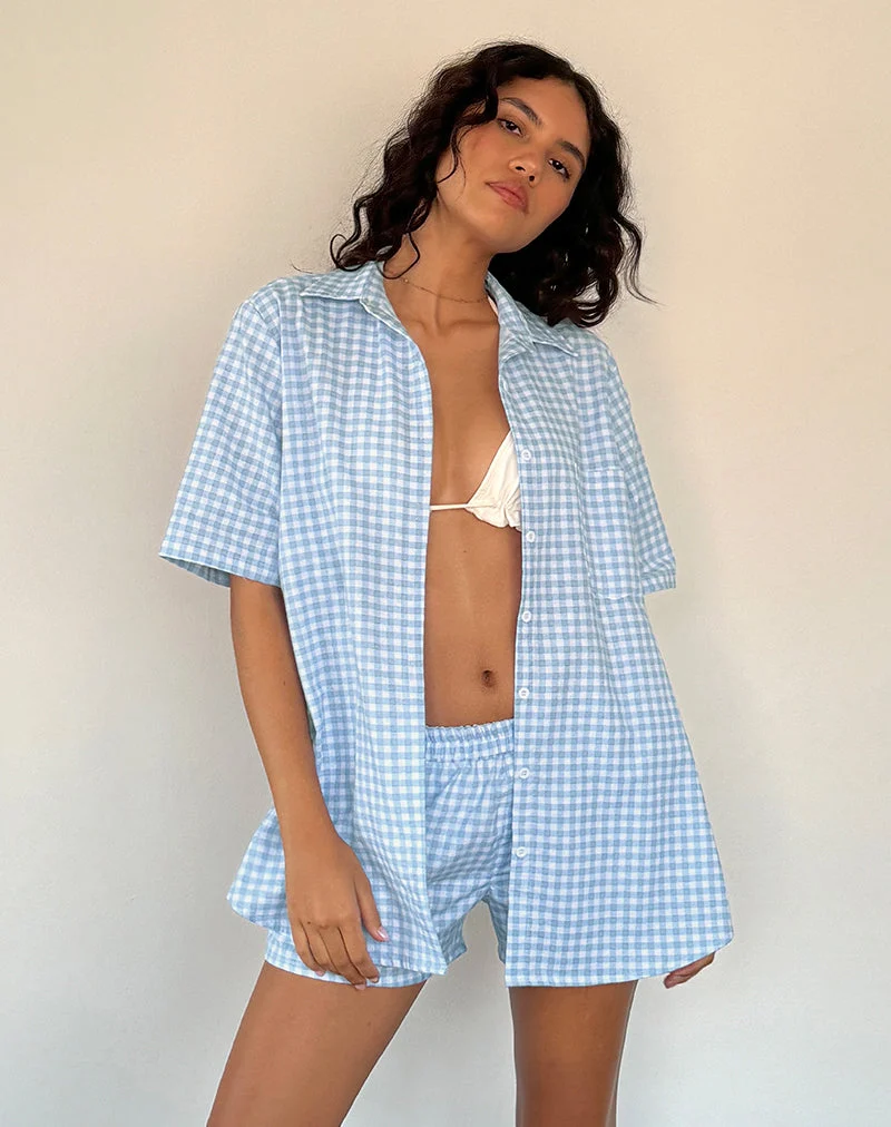 Smith Oversized Shirt, vichy bleu