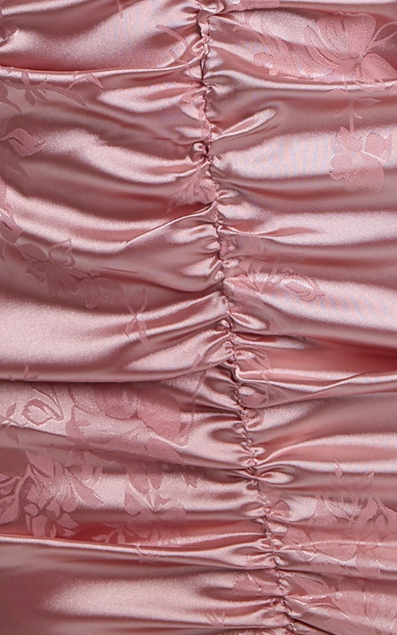 Richmond Mini Dress - Long Sleeve Ruched Dress in Dusty Pink