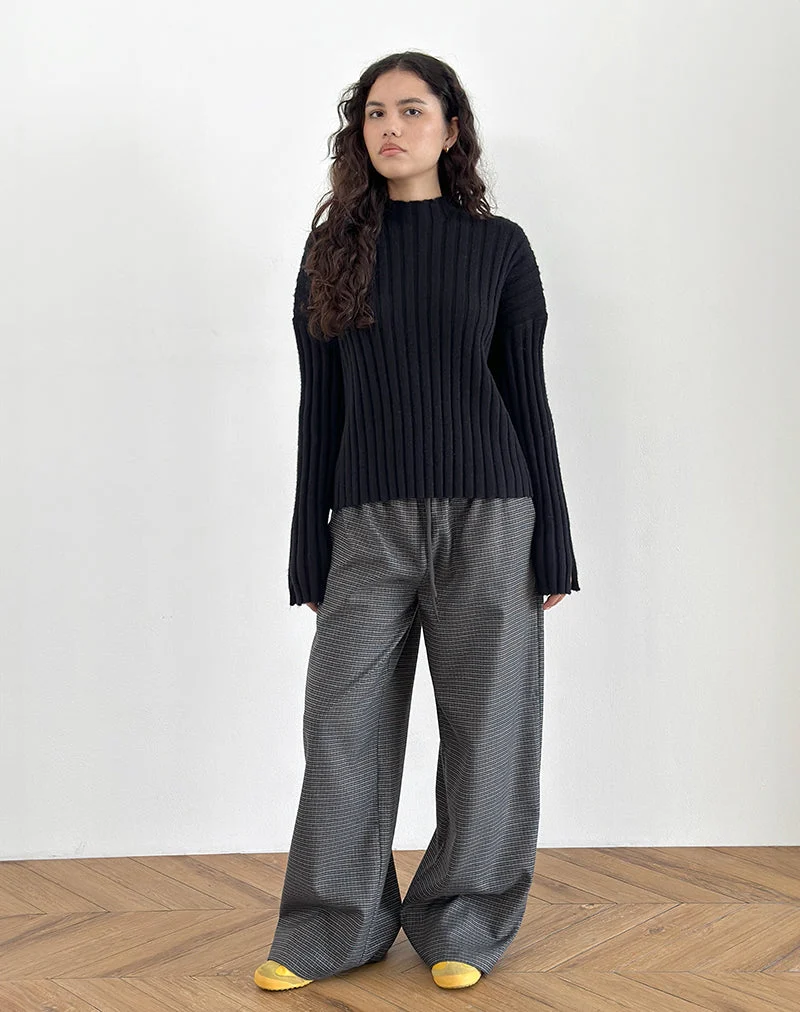 Sasari - Pantalon oversize à carreaux - Marine