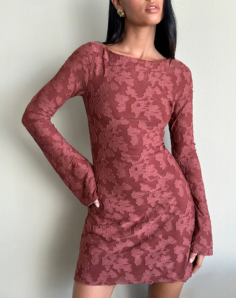 Robe Sevila en maille brunie marron