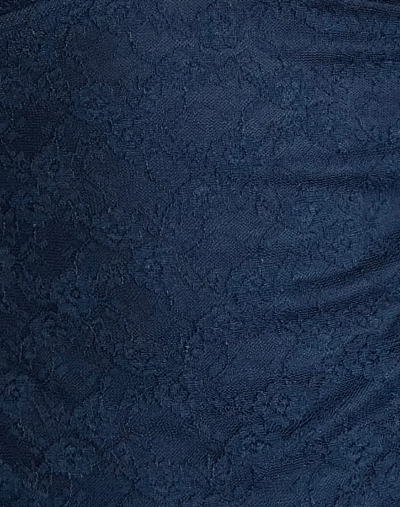 Matua Halter Top in Clover Lace Navy (Top dos nu en dentelle de trèfle)