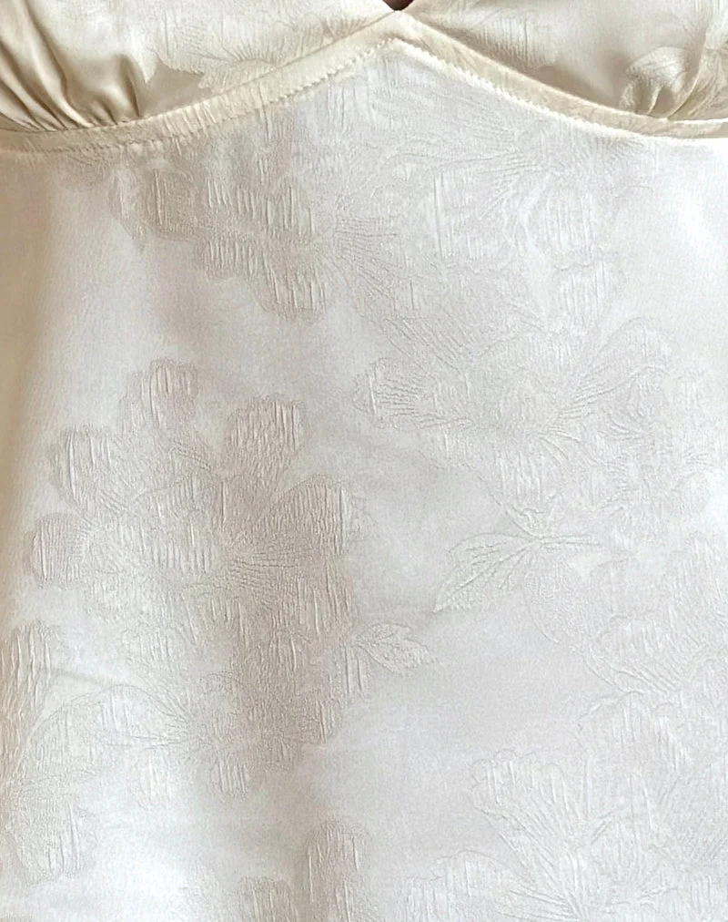Top Marinda en satin jacquard Ivoire