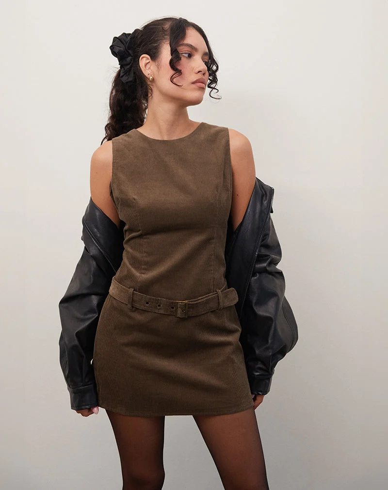 Mini robe Dilshan en Babycord marron