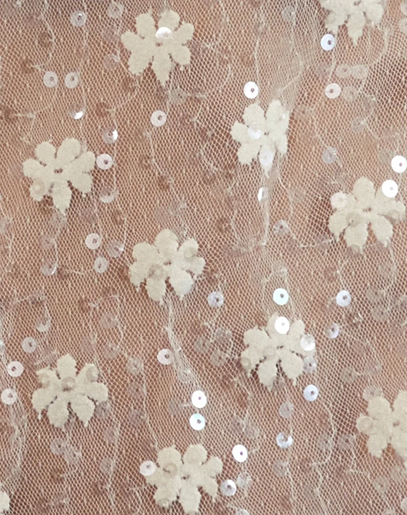 Débardeur Franka en dentelle pailletée Ivoire