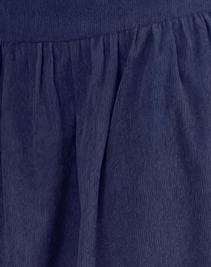 Jupe midi Kiranila, Baby Cord Ink Blue