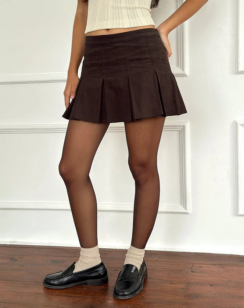 Minijupe en cordon Sejuani, marron chocolat amer