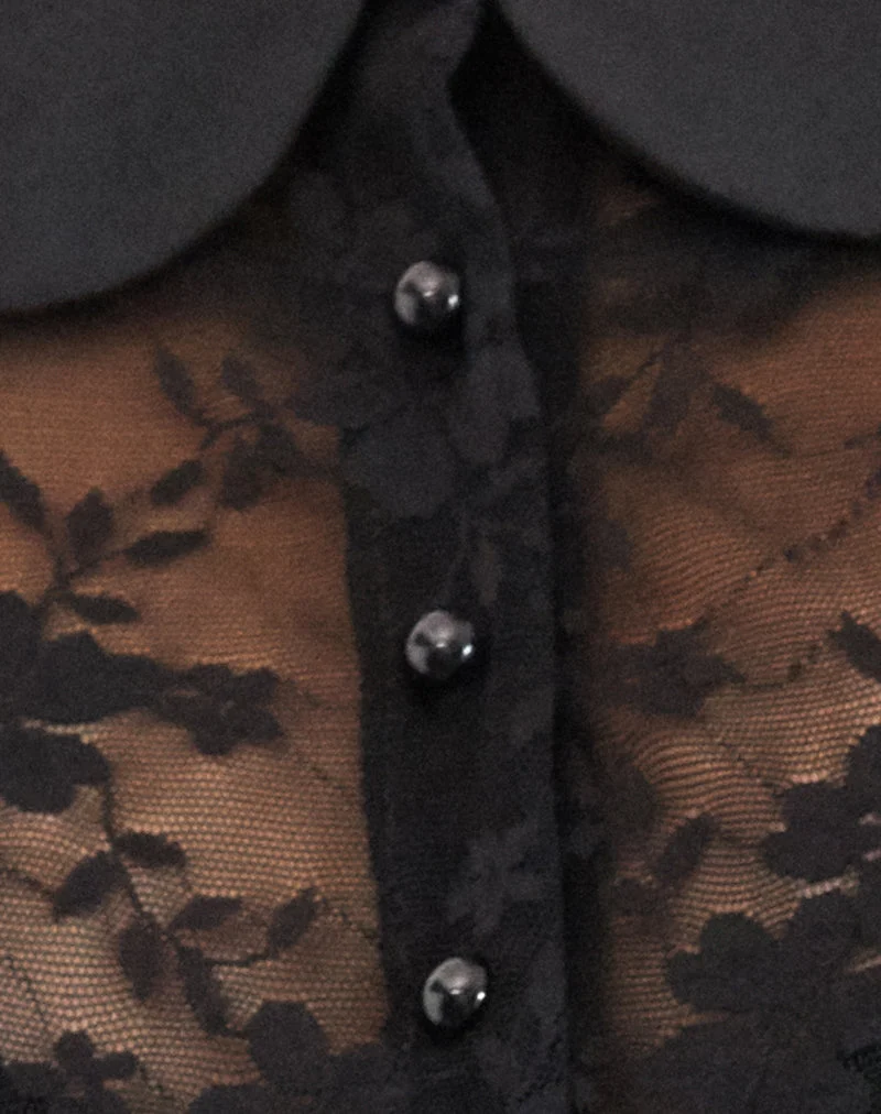 Chemisier Rochea en dentelle non doublée, noir