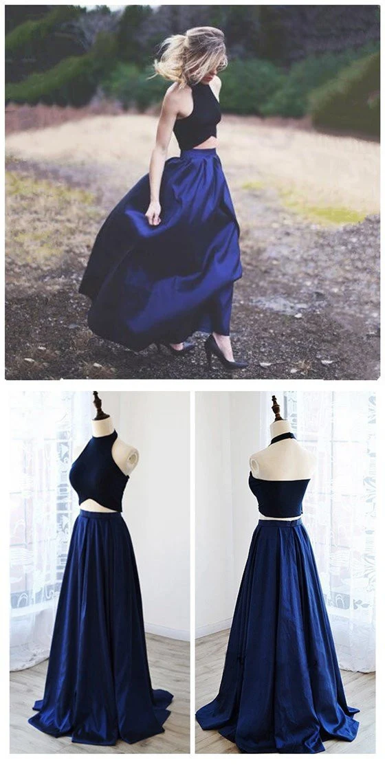 Robe de bal bleu marine deux pièces de style campagnard | Robes pour les invités du mariage