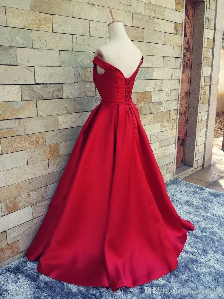 Robe de bal rouge épaules dénudées longue robe de bal robe formelle